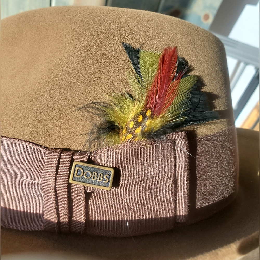 Tom Landry Signature Collection Golden Coach Fedora Hat by Dobbs Sz 7-1/8 w/pin